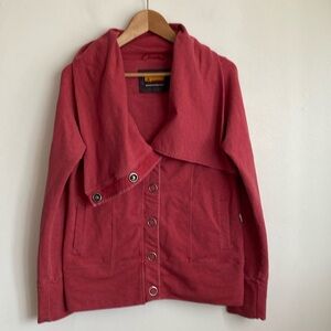 Brooklyn Industries Small/Medium Sweatshirt Cowl Neck Snap Front Pockets Red